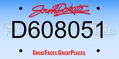 D608051 South Dakota License Plate