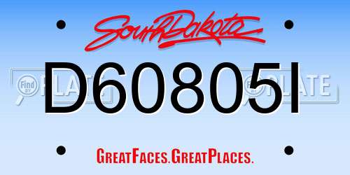 D60805I South Dakota License Plate