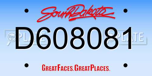D608081 South Dakota License Plate