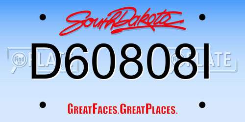 D60808I South Dakota License Plate