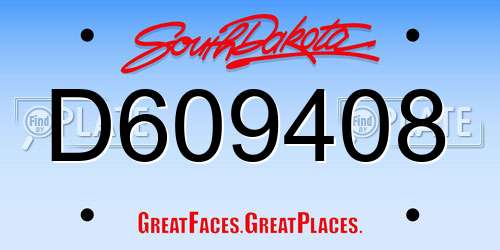 D609408 South Dakota License Plate