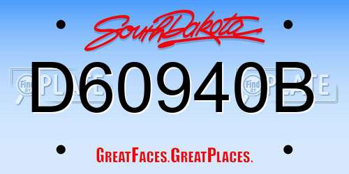 D60940B South Dakota License Plate