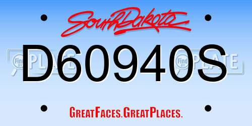 D60940S South Dakota License Plate