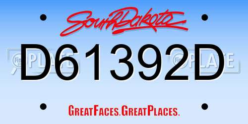 D61392D South Dakota License Plate