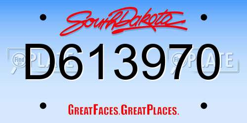 D613970 South Dakota License Plate
