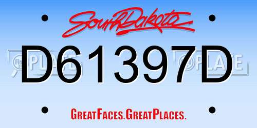 D61397D South Dakota License Plate