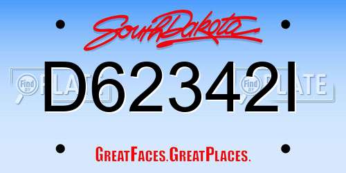 D62342I South Dakota License Plate
