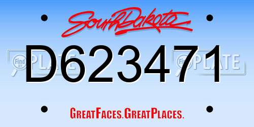 D623471 South Dakota License Plate