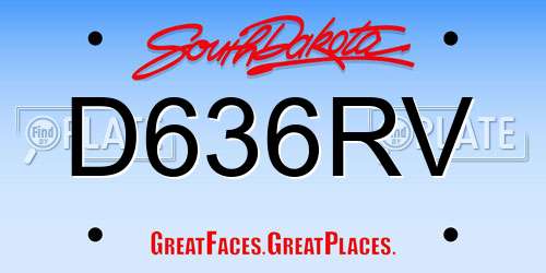 D636RV South Dakota License Plate