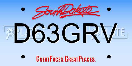 D63GRV South Dakota License Plate
