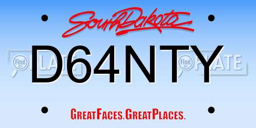 D64NTY South Dakota License Plate