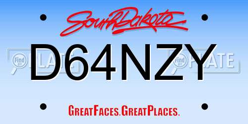 D64NZY South Dakota License Plate