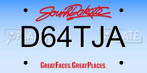 D64TJA South Dakota License Plate