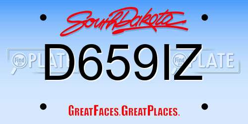 D659IZ South Dakota License Plate