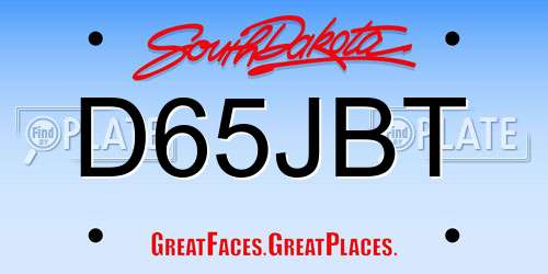 D65JBT South Dakota License Plate
