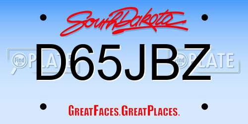 D65JBZ South Dakota License Plate