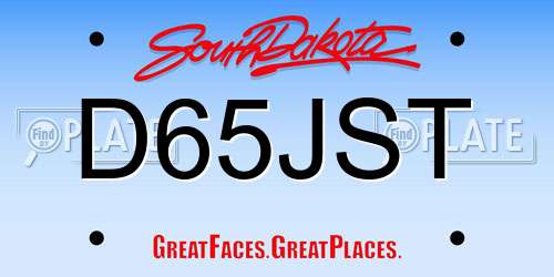 D65JST South Dakota License Plate