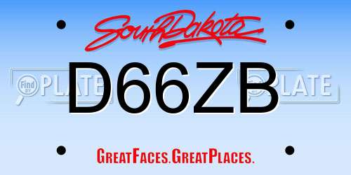 D66ZB South Dakota License Plate