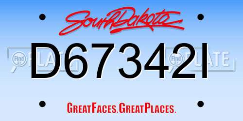 D67342I South Dakota License Plate