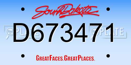 D673471 South Dakota License Plate