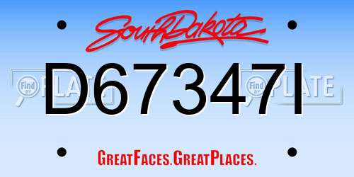 D67347I South Dakota License Plate
