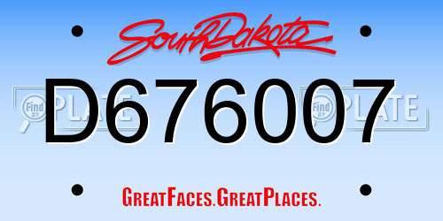 D676007 South Dakota License Plate