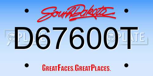 D67600T South Dakota License Plate