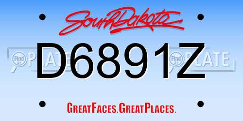 D6891Z South Dakota License Plate