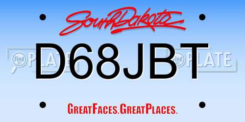 D68JBT South Dakota License Plate