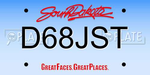 D68JST South Dakota License Plate