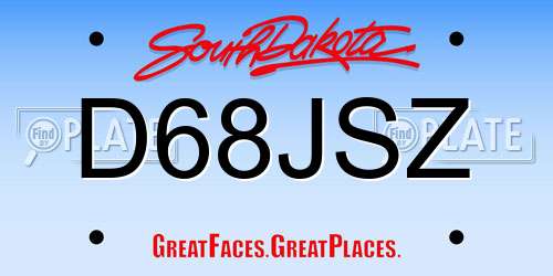 D68JSZ South Dakota License Plate