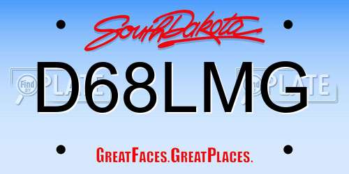 D68LMG South Dakota License Plate
