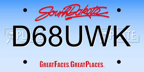 D68UWK South Dakota License Plate