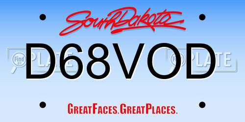 D68VOD South Dakota License Plate