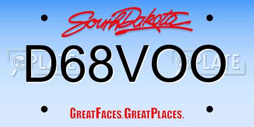 D68VOO South Dakota License Plate