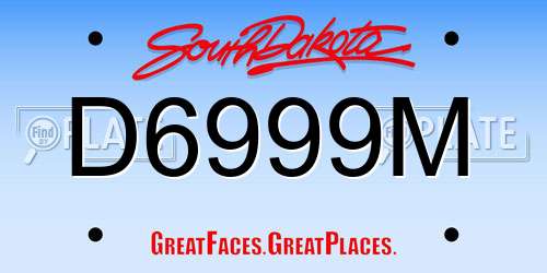 D6999M South Dakota License Plate