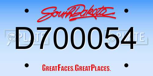 D700054 South Dakota License Plate