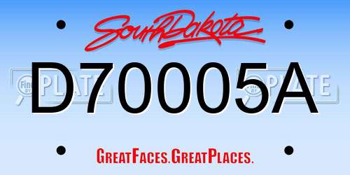 D70005A South Dakota License Plate