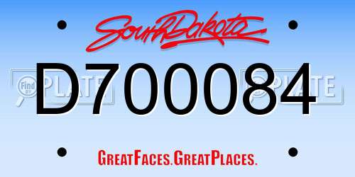 D700084 South Dakota License Plate