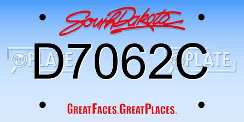 D7062C South Dakota License Plate