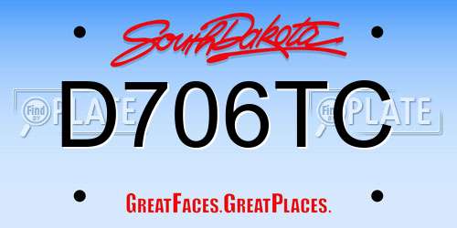 D706TC South Dakota License Plate