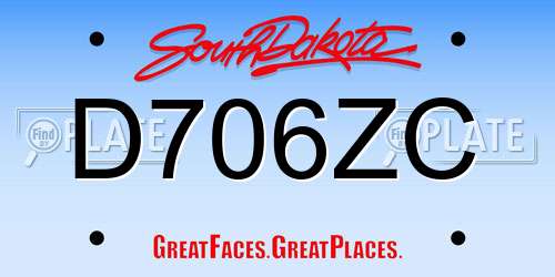 D706ZC South Dakota License Plate