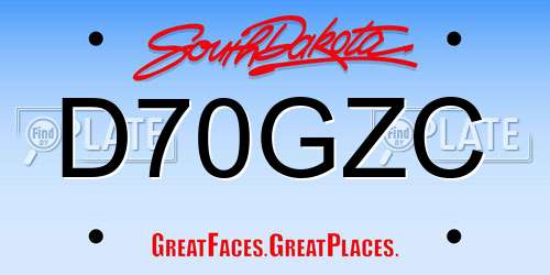 D70GZC South Dakota License Plate