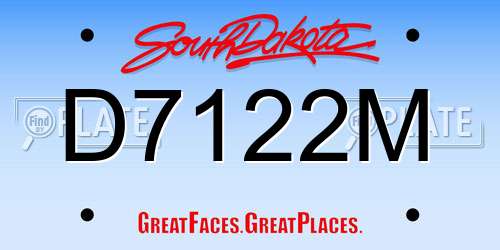 D7122M South Dakota License Plate