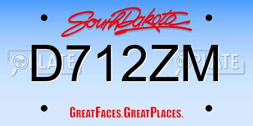 D712ZM South Dakota License Plate