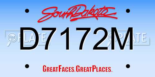 D7172M South Dakota License Plate
