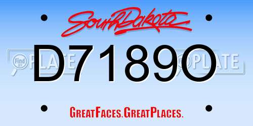 D7189O South Dakota License Plate