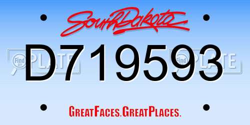 D719593 South Dakota License Plate
