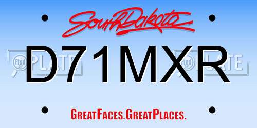 D71MXR South Dakota License Plate