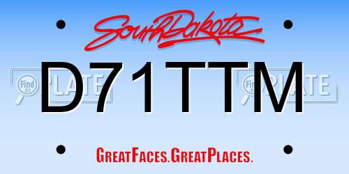 D71TTM South Dakota License Plate